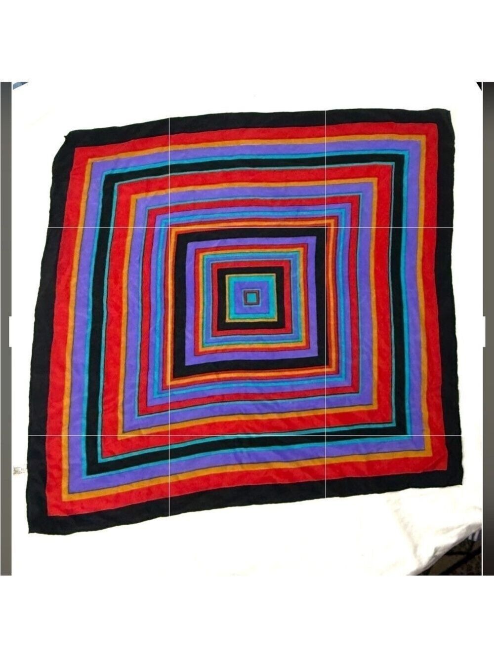 Baar & Beard Silk Scarf Rainbow Geometric Square Statement Vintage Style